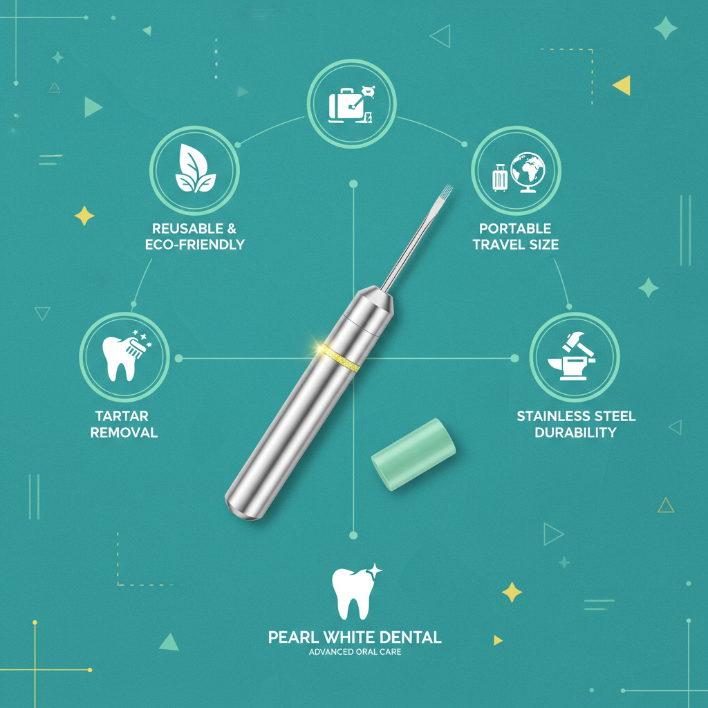 Stainless steel toothpick set benefits on teal background